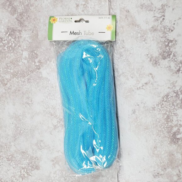 Arts Crafts Blue Decorative Floral Garden Mesh Garland Plastic Tubing 36 ft - Picture 1 of 10